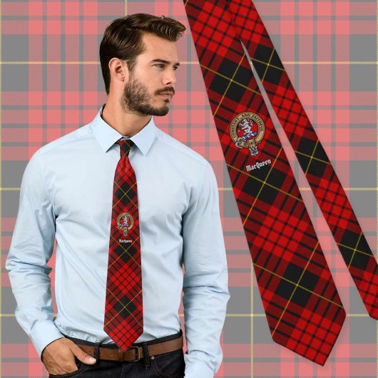Clan MacQueen Crest boven Tartan Stropdas