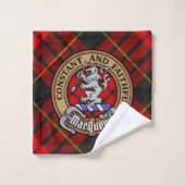 Clan MacQueen Crest sur Tartan (Gant de toilette)