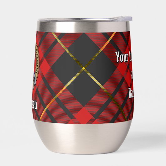 Clan MacQueen Crest sur Tartan (Gauche)