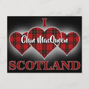 Clan MacQueen I Love Scotland Tartan Heart Briefkaart