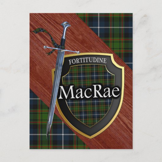 Clan MacRae Tartan Sword & Shield Briefkaart (Voorkant)