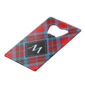 Clan MacTavish Crest over Tartan Kredietkaart Flessenopener (Voorkant Gekanteld)