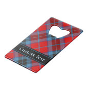 Clan MacTavish Crest over Tartan Kredietkaart Flessenopener (Achterkant Gekanteld)