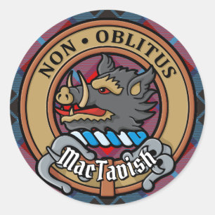 Clan MacTavish Crest over Tartan Ronde Sticker