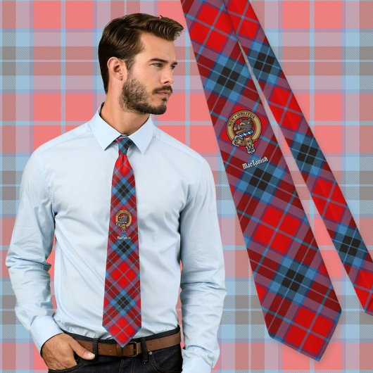 Clan MacTavish Crest over Tartan Stropdas