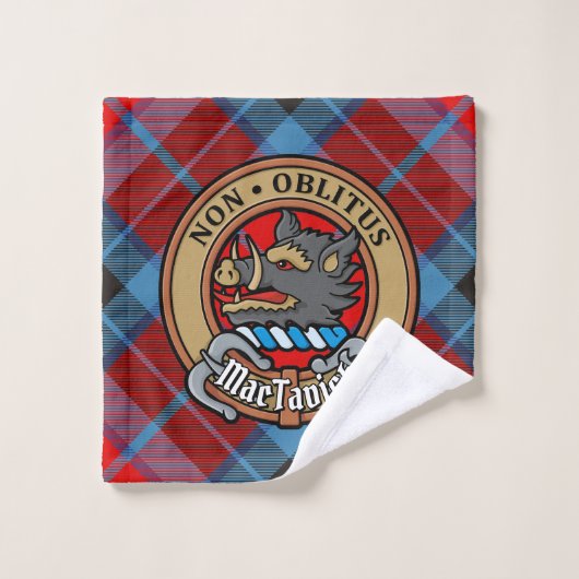 Clan MacTavish Crest sur Tartan (Gant de toilette)