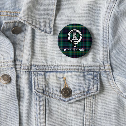 Clan Malcolm Crest Badge et Tartan (En situation)