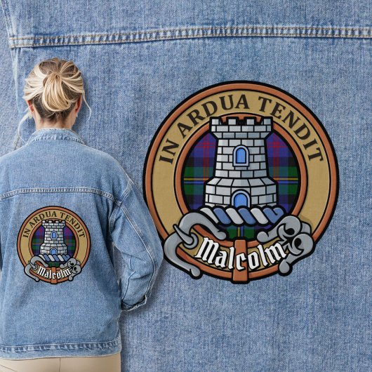 Clan Malcolm Crest over Tartan Denim Jacket