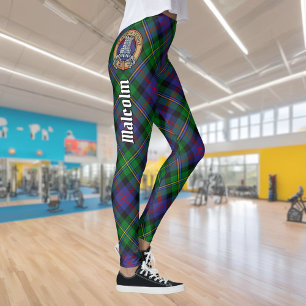Clan Malcolm Crest over tartan Leggings