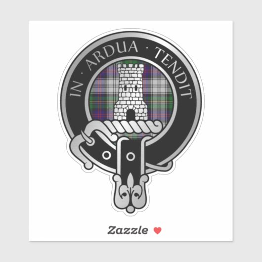 Clan Malcolm Crest & Robe Tartan Sticker (Feuille)