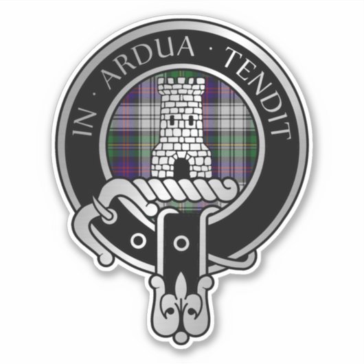 Clan Malcolm Crest & Robe Tartan Sticker (Devant)