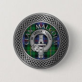 Clan Malcolm Crest & Tartan Knot Ronde Button 5,7 Cm (Voorkant)