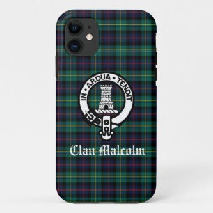 Clan Malcolm Tartan en Crest iPhone 11 Hoesje