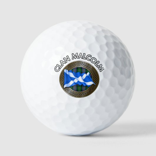 Clan Malcolm Tartan Knot & Flag Golfballen (Voorkant)