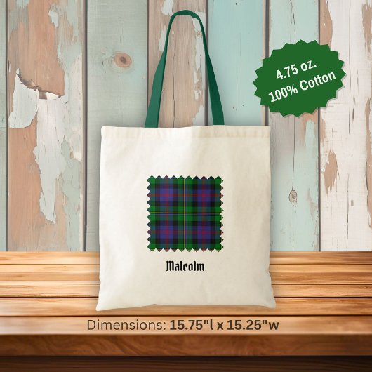 Clan Malcolm Tartan Tote Bag