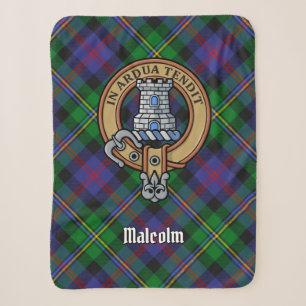 Clan Malcolm Wapen over Tartan Sherpa Deken