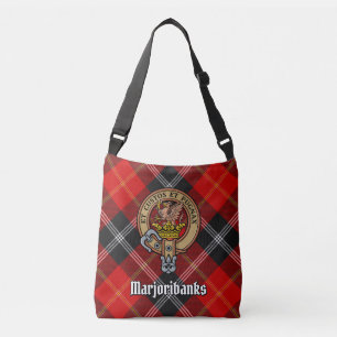 Clan Marjoribanks Crest over Tartan Crossbody Tas