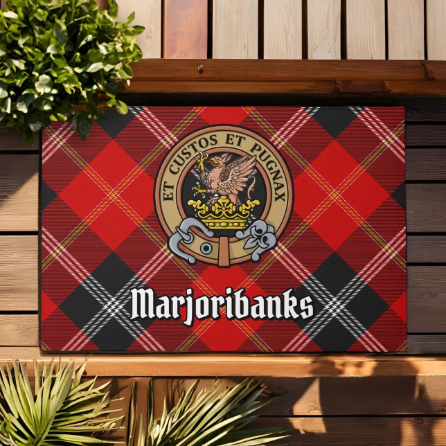 Clan Marjoribanks Crest over Tartan Deurmat (Creator heeft geüpload)