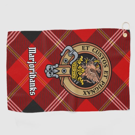 Clan Marjoribanks Crest over Tartan Golfhanddoek (Horizontaal)