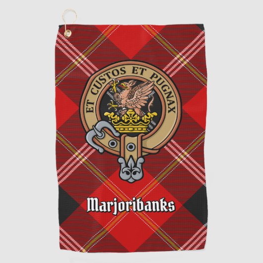 Clan Marjoribanks Crest over Tartan Golfhanddoek (Voorkant)