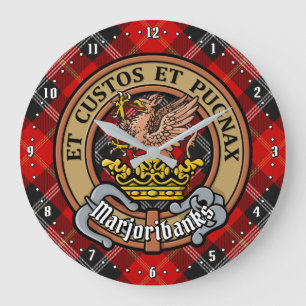 Clan Marjoribanks Crest over Tartan Grote Klok