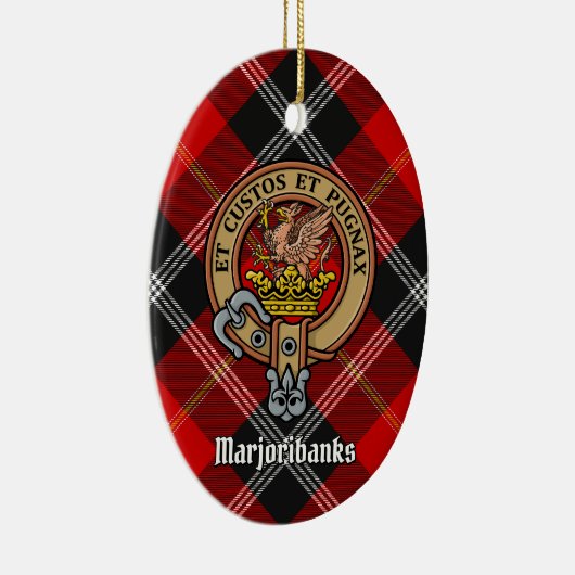 Clan Marjoribanks Crest over Tartan Keramisch Ornament (Rechts)