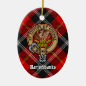 Clan Marjoribanks Crest over Tartan Keramisch Ornament (Voorkant)