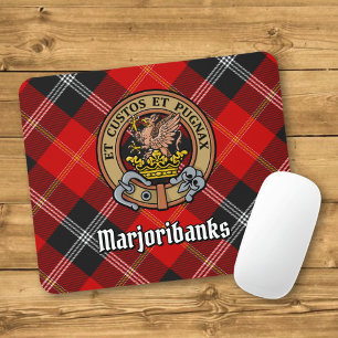 Clan Marjoribanks Crest over Tartan Muismat