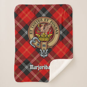 Clan Marjoribanks Crest over Tartan Sherpa Deken