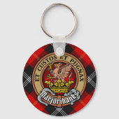 Clan Marjoribanks Crest over Tartan Sleutelhanger (Voorkant)