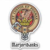 Clan Marjoribanks Crest over Tartan Sticker (Voorkant)