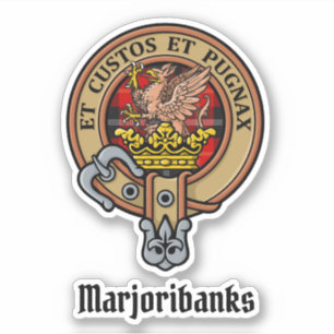 Clan Marjoribanks Crest over Tartan Sticker