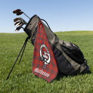 Clan Matheson Crest Badge en Tartan Golfhanddoek