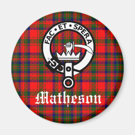 Clan Matheson Crest Badge en Tartan Magneet