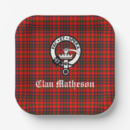 Clan Matheson Crest Badge en Tartan Papieren Bordje
