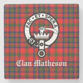 Clan Matheson Crest Badge en Tartan Stenen Onderzetter