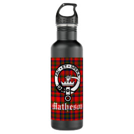 Clan Matheson Crest Badge en Tartan Waterfles