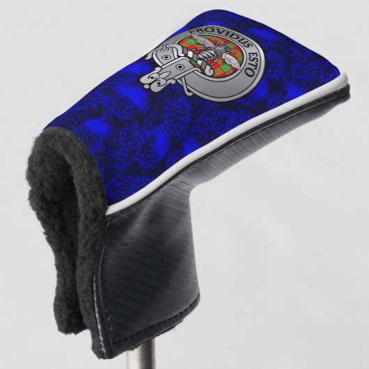 Clan Maxton Crest & Tartan op Thistle Golfheadcover (3/4 voorkant)