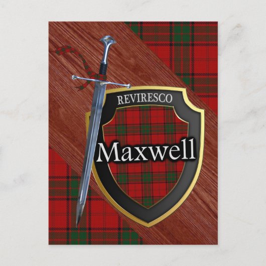 Clan Maxwell Tartan Sword & Shield Briefkaart (Voorkant)