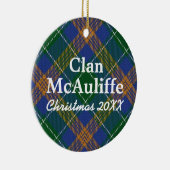 Clan McAuliffe Irish Tartan Keramisch Ornament (Rechts)
