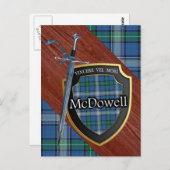 Clan McDowell Tartan Sword & Shield Briefkaart (Voorkant / Achterkant)