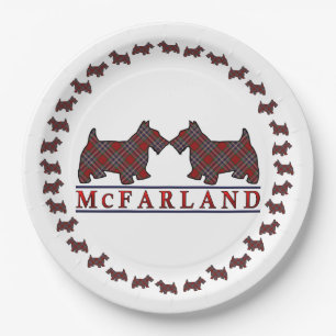 Clan McFarland MacFarlane Tartan Scottie Dogs Papieren Bordje
