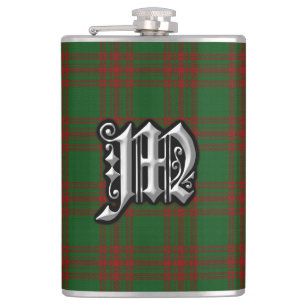 Clan Menzies Green Red Tartan Old Scotland Flask Heupfles