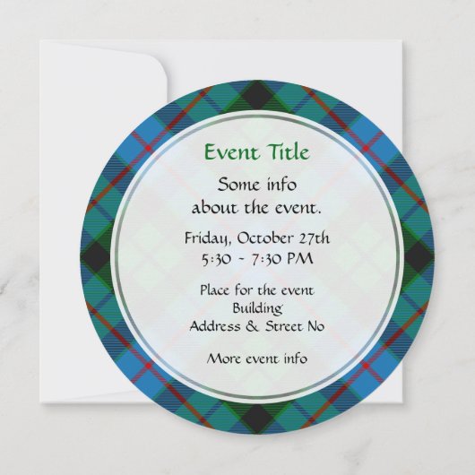 Clan Morrison Chasse Tartan Invitation (Dos)