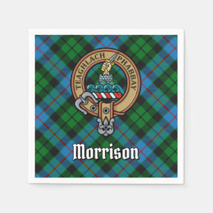 Clan Morrison Crest over het jagen op Tartan Servet