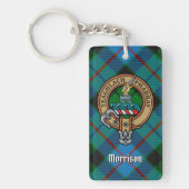 Clan Morrison Crest over het jagen op Tartan Sleut Sleutelhanger (Voorkant)