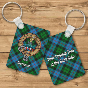 Clan Morrison Crest over het jagen op Tartan Sleut Sleutelhanger