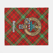 Clan Morrison Crest over Red Tartan Fleece Deken (Voorkant (Horizontaal))
