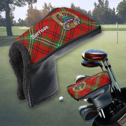Clan Morrison Crest over Red Tartan Golfheadcover
