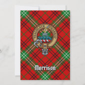 Clan Morrison Crest over Red Tartan Kaart (Achterkant)